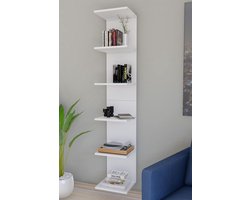 Wandmontage Boekenkast, Decoratieve Plank, Wandplank, Wit, Wandmontage, 6 Planken