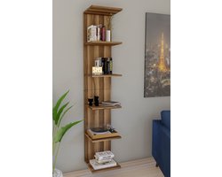 Wandmontage Boekenkast - Wandplank - Decoratieve Plank - Esthetisch Ontwerp - Okkernoot - 180 x 35 x 30 cm - 6 Planken