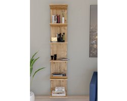 Wandmontage Boekenkast - Wandplank - Decoratieve Plank - Esthetisch Ontwerp - Pijnboom/Grenen - 180 x 35 x 30 cm - 6 Planken