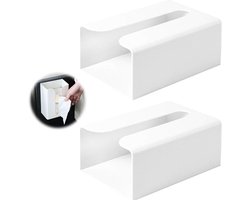Wandmontage Handdoekdispenser voor Badkamer en Keuken - Tissue Box Houder en Servet Organizer - Set van 2, Wit