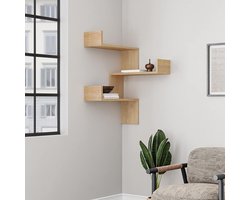 Wandmontage Hoekplank met 3 Niveaus - Boekenkast & Decoratieve Plank - 60x60x90 cm
