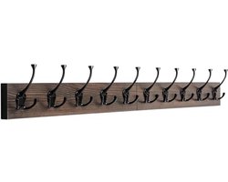 Wandmontage kapstok met 10 decoratieve haken - 81 cm rustiek houten design voor jassen, sjaals en meer