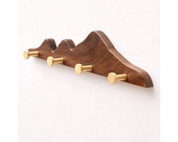 Wandmontage kapstok met messing haken voor jassen, sjaals en tassen