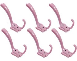 Wandmontage Kapstok - Muurhaken Set - Opbergen en Organiseren - Heavy Duty Zinklegering - 6 stuks - Roze en Blauw