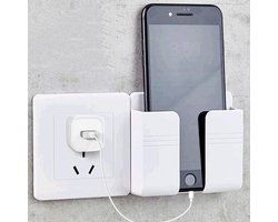 Wandmontage Organizer Opbergdoos Afstandsbediening Airconditioner Opslag Case Mobiele Telefoon Plug Houder Stand Container- Wit
