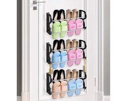 Wandmontage schoenenorganizer roestvrijstalen en plastic rek voor deur of muur hangend - kast entree keuken - set van 3 Schoenenrek