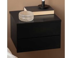 Wandnachtkastje Avignon met 2 laden - zwart - Actona - Slaapkamerkasten - Zwart - MDF - Slaapkamerkasten -