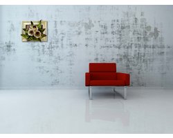 Wandobject Schilderij van Leer Witte roos - Wanddecoratie - Wanddecoratie woonkamer - Wanddecoratie Slaapkamer- Wand decoratie