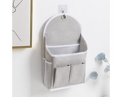 Wandopbergtassen met vakken - opbergmand met plakhaak - stoffen wandorganizer - waterdichte ophangtas voor kastdeur- slaapkamer-badkamer- kantoor- huis- keuken (grijs)