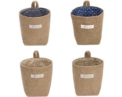 Wandorganizer - Linnen opbergmand - Mini hangmand - Hangende organizer - Opvouwbare wandorganizer - Thuisorganizer - 4-pack - Geschikt voor deur- of wandorganizers - 13,5×10cm