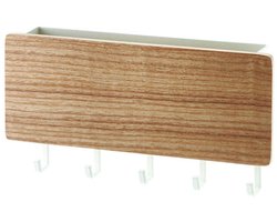 Wandorganizer - sleutelrekje - Sleutelhaakorganizer - Sleutellade voor thuis - Sleutelrek van staal en hout - Wandsleutelopslag