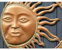 Wandornament Zon - 50 cm - Rond - Koperlook