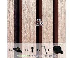 Wandpaneel / Lattenwand clip – Bevestiging aan Akupanel – Ophangen zonder boren – Set van 2 – Inclusief metalen schroefdraad & sleutel – Complete set