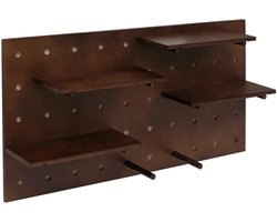 Wandpaneel MCW-P24, wanddecoratie wandrek stekbord geperforeerde plaat, 4 niveaus ophanging 100x50cm MVG ~ bruin