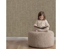 Wandpaneel vilt, hexagon, taupe – 2950 x 600 mm | 9mm dik | Verbetert de akoestiek | Eenvoudige montage | Wanddecoratie