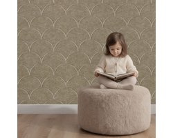 Wandpaneel vilt, schubben, taupe – 2950 x 600 mm | 9mm dik | Verbetert de akoestiek | Eenvoudige montage | Wanddecoratie