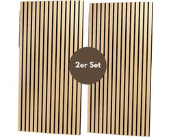 Wandpanelen - Akoestische panelen - Houten wandbekleding met geluidsabsorptie - 4 Stuks Eiken Kleur - 60x30 cm