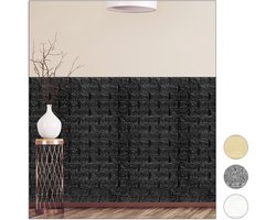wandpanelen zelfklevend - set van 5 - steen look - 3D - 78 x 70 cm - woonkamer - zwart