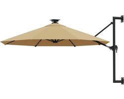 Wandparasol met Metalen Paal en LED Verlichting 300 cm Taupe