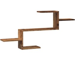 Wandplank 104x15x49cm - Verwerkt Hout in Oude Houtkleur