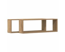 Wandplank 2 st | Wandschappen Ambachtelijk eiken 80 x 15 x 26 cm Bewerkt hout