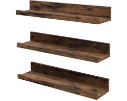 Wandplank 3-delige set Vitrineplank 38x10x5cm Retro bruin Met opstaande rand voorkomt wegglijden Stevig en slijtvast materiaal Draagkracht 5kg per plank Snelle en eenvoudige installatie Geschikt voor woonkamer, keuken, studeerkamer en speelkamer
