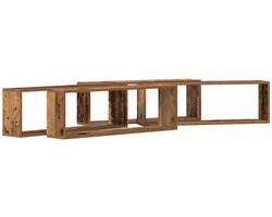Wandplank 4 st | Wandschappen Oude hout 80 x 15 x 26 cm Bewerkt hout