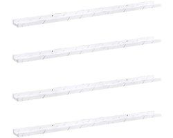 Wandplank 4 st | Wandschappen Wit Marmer 115 x 9 x 3 cm Bewerkt hout