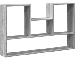 Wandplank 99x15x60 cm gegraveerd hout grijs eiken