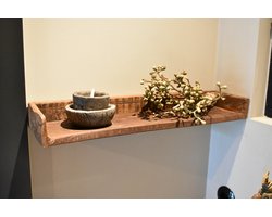 Wandplank gerecycled hout 45 cm - stoer robuust landelijk - sober houten wandplank wandrek - Bylinde