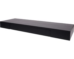 Wandplank – Hangende Plank met Lade – Massief Palownia Hout – 80x25cm – Zwevend Design – Industrieel & Modern – Zwart