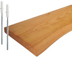 Wandplank - hout - met natuurlijke rand - 100x3x22 cm - in naturel