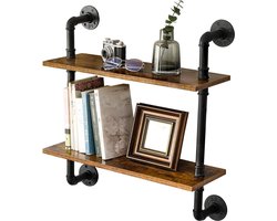 Wandplank - Houten Plank Wandmontage - Hoekrek Display Decor - Dubbele Hoekplank - Organizer voor Slaapkamer Keuken Badkamer - Bruin