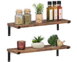 wandplank industrieel - set van 2 - 48 x 15,5 cm - muurplank - keuken - woonkamer
