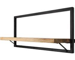 Wandplank Levels 70 x 32 cm Mangohout/Zwart metaal