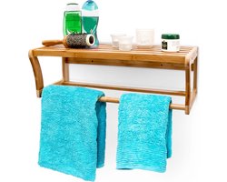 wandplank met handdoekhouder - bamboe - klein - badkamer - handdoekhouder