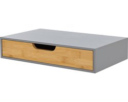 Wandplank met lade Bokn bamboe 40x24x8 cm grijs [en.casa]
