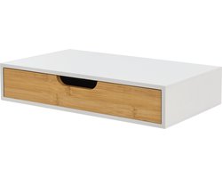 Wandplank met lade Bokn bamboe 40x24x8 cm wit [en.casa]