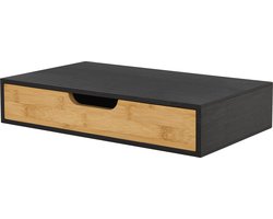 Wandplank met lade Bokn bamboe 40x24x8 cm zwart [en.casa]