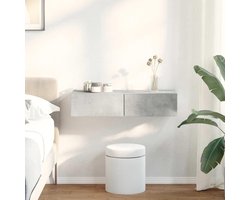 Wandplank met laden - Drijvende opberger - Woonkamer decoratie - Robuust constructie - 80x33x17 cm - Beton grijs