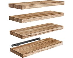 Wandplank - Natuurlijk Houten Zwevend Wandrek - 40×15×2.5cm - Onzichtbare Beugel & 10kg Draagvermogen - Decoratief & Ruimtebesparend - Voor Badkamer, Woonkamer & Keuken
