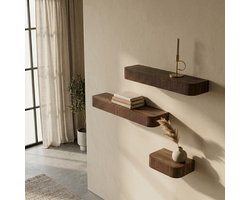 Wandplank Rizzo - Mangohout - Bruin - 35x15 cm (BxHxD)