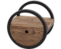 Wandplank Rond met 1 Lade Ø30 cm - Muurplankje Zwevend - Wandplank Kinderkamer - Houten Wandplank Industrieel met Metaal - Zwevende Wandplank/ Boekenplank - Nachtkastje - Wandplanken Bruin - Muur Plank