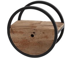 Wandplank Rond met 1 Lade Ø40 cm - Muurplankje Zwevend - Wandplank Kinderkamer - Houten Wandplank Industrieel met Metaal - Zwevende Wandplank/ Boekenplank - Nachtkastje - Wandplanken Bruin - Muur Plank