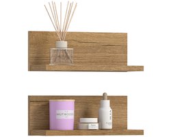 Wandplank Set Evoke Oak - Stijlvolle Badkamer Opbergoplossing - 2 Planken - 32x12x14cm