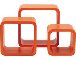 Wandplank Set - Opbergplank Vierkant - Wonen Decoratie - Afgeronde Hoeken - 3 maten - Oranje