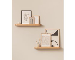 Wandplank-Set 'Toke' | 2 zwevende wall shelves in echt houtfineer | Floating shelf als wanddecoratie en opbergruimte voor badkamer, woonkamer, keuken, slaapkamer en meer | Eiken