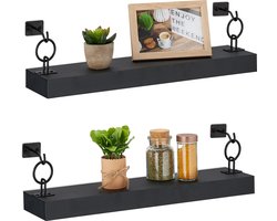 wandplank - set van 2 - 13x48x12 cm - zwevend - woonkamer - keuken - muurplank