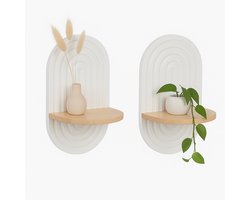 Wandplank set van 2 - 20 cm breed - hout