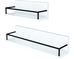 Wandplank set van 2 Grue 60/40x14x14 cm wit en zwart